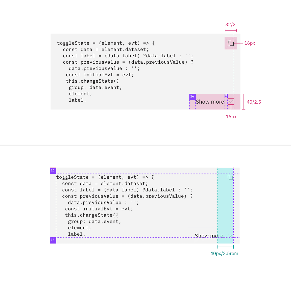 Structure and spacing measurements for multi-line snippet